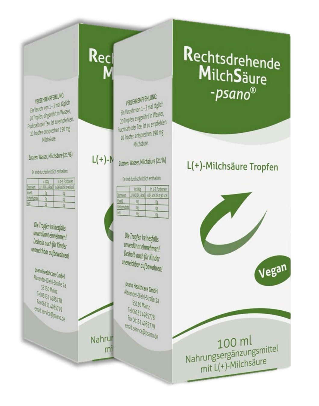 Rechtsdrehende Milchsäure psano (L+) 2x100ml